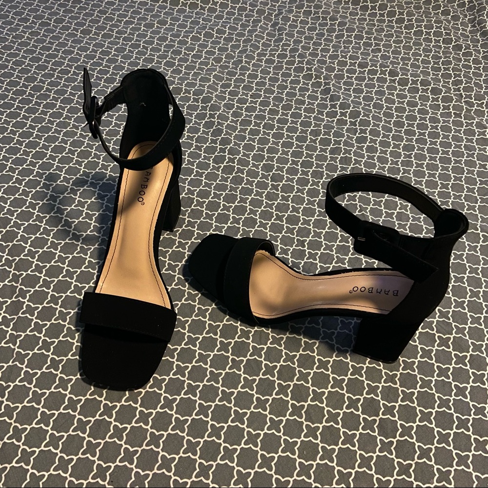 Bamboo Black Block Open Toed